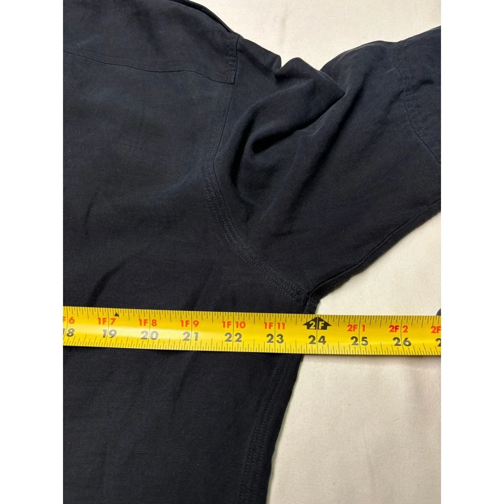 Banana Republic Heritage Silk Linen Field Shirt Mens L Black Safari Utility Top